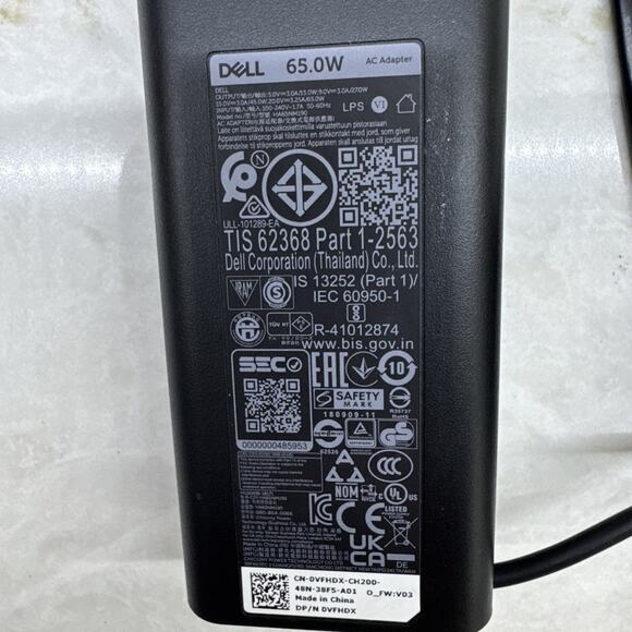Dell 65W USB-C Type C Charger Power Adapter HA65NM200 OEM Genuine Original WORKS - Picture 3 of 5